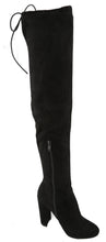 Top Moda Women's Embroidered Chunky Stacked Block Heel Over the Knee Boot