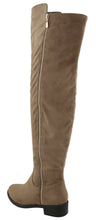 Top Moda Women's Closed Round Toe Zipper Low Heel Over the Knee Boot
