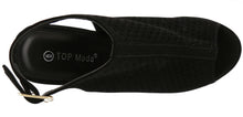 Top Moda Women's Laser Cut Slingback Peep Toe Wedge Bootie Sandal