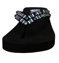 Yellow Box Women's Tutsi Rhinestone Comfort Foam Wedge Flip Flop Sandal