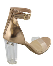 Top Moda Women's Clear Ankle Strappy Chunky Lucite High Heel Back Zip Sandal