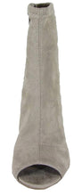 Delicious Women's Mid Calf Lucite Stacked Block Chunky Heel Peep Toe Bootie