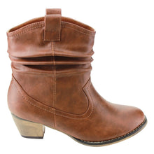 Refresh AD43 Women's Western Cowgirl Pull On Block Heel Slouchy Ankle Booties
