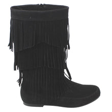 Refresh AD38 Women's Fringe Moccasin Flat Heel Zipper Under Knee High Boots
