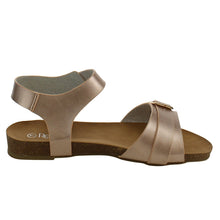 Refresh IE26 Women's Metallic Buckle Ankle Strap Flat Beach Sandal