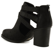 Women's Soda Scribe Cut Out Sides Block Heel Ankle Bootie