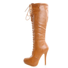 Nature Breeze Amber-04 Women's High Platform Stiletto Heel Lace Up Boot