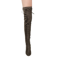 Chase & Chloe EE81 Women's Thigh High Corset Lace Up Stacked High Heel Boots