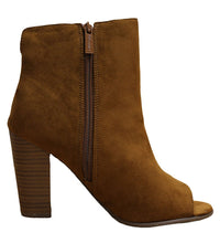 Breckelle's Women's Tassel Fringe Peep Toe Stacked Chunky Heel Bootie