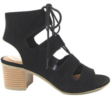City Classified Women's Cutout Lace Up Stacked Chunky Heel Sandal