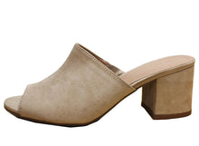 Wild Diva Women's Slip On Peep Toe Stacked Chunky Heel Mule