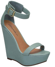 Breckelle's Women's Open Toe Ankle Strap Platform Wedge Sandal