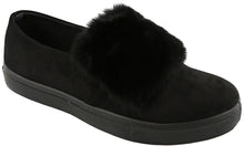 Top Moda Women's Faux Fur Pom Pom Slip On Fashion Sneaker