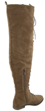 Top Moda Women's Lace Up Front Over The Knee Thigh High Flat Heel Boot