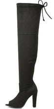 Forever Link Women's Thigh High Chunky Heel Peep Toe Boot