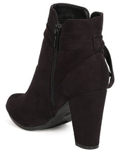 Breckelle's Women's Wrap Around Bow Chunky Stacked Wrapped Heel Ankle Bootie