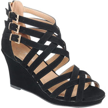 Forever Link Sammy-76 Strappy Interwoven Buckle Accent Wedge Sandal