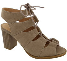 Top Moda Women's Cutout Lace Up Peep Toe Stacked Chunky Heel Sandal