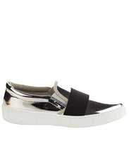Qupid Women's Fashion Metallic Shiny Slip On Flatform Platform Low Top Sneaker