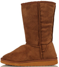 Soda Women's Soong Comfort Faux Suede Fur Mid- Calf Flat Boot, Nat, 8 M US