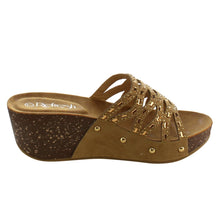 Refresh IF01 Women's Cutout Stud Rhinestone Slide In Wedge Sandal