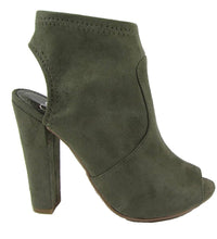 Delicious Peep Toe Open Back Heel Stacked Platform Chunky Heel Bootie
