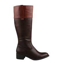 Refresh Alto-03 Women's Low Heel Side Zipper Knee High Two Tone Riding Boots