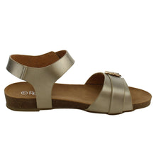 Refresh IE26 Women's Metallic Buckle Ankle Strap Flat Beach Sandal
