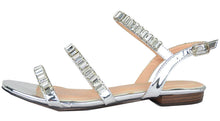 Chase & Chloe Women's Strappy Rhinestone Slingback Flat Sandal