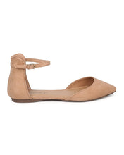 Breckelles CB06 Women Mixed Media Pointy Toe Ankle Strap d'Orsay Flat