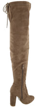 Top Moda Women's Embroidered Chunky Stacked Block Heel Over the Knee Boot