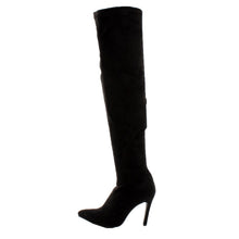 Breckelle's Beverly-15 Women Faux Suede Pointy Toe Stiletto Heel Thigh High Boot