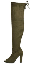 Forever Link Women's Thigh High Chunky Heel Peep Toe Boot