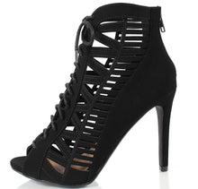 Paprika Women's Tinley Peep Toe Cut Out Corset Lace Up Stiletto Heel Dress Sandal