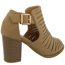 Top Moda Women's Side Cutout Stacked Chunky Heel Peep Toe Bootie
