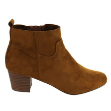 Breckelles GK54 Women Faux Suede Round Toe Chunky Heel Ankle Bootie