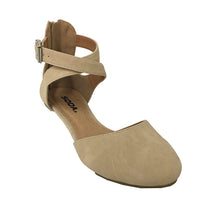 Soda KINER Women's Darling Almond Toe Criss Cross Ankle Strap Flat