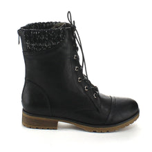 Refresh Women's Sweater Cuff Lace Up Combat Boots