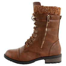 Forever Link Womens Mango-31 Round Toe Military Lace Up