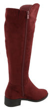 Top Moda Women's Buckle Zipper Over the Knee Riding Low Flat Heel Boot