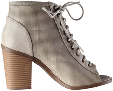 Soda Women's Joanna Stacked Chunky Heel Lace Up Front Peep Toe Bootie