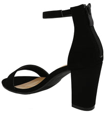 Top Moda Women's Ankle Wrap Back Zip Chunky Block Heel Open Toe Dress Sandal