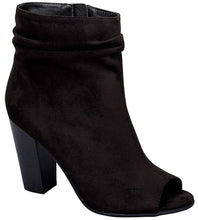 Breckelle's Women's Slouchy Stacked Chunky Heel Peep Toe Bootie