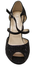 Bella Marie Shania-1 Women's peep toe rhinestone glitter crossing strap dance sandals