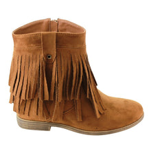 Refresh AD15 Women's Fringe Hidden Wedge Heel Side Zipper Ankle Booties
