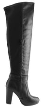 Refresh Footwear Women's Over the Knee Buckle Chunky Stacked Heel Dress Boot