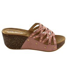 Refresh IF01 Women's Cutout Stud Rhinestone Slide In Wedge Sandal