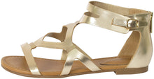 Breckelles Women's Ruby-61 Strappy Synthetic Flats Gladiator Back Zipper Sandals