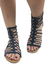 Women's Ankle High Elastic Gladiator Sandals Elastic Straps Flats