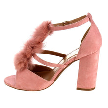 Nature Breeze Women's Strappy Open Toe Pom Pom Chunky Stacked Block Heel Sandal